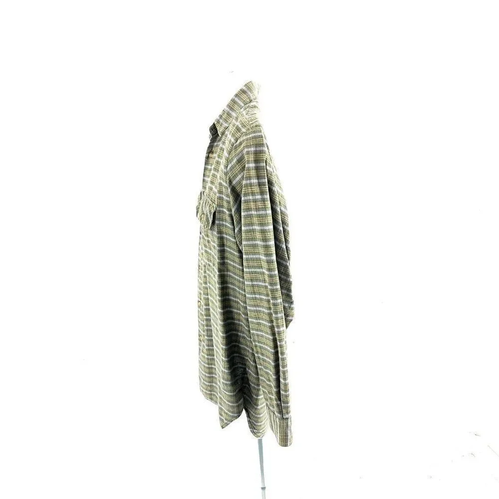 Banana Republic Green Plaid Medium Cotton Pocket Front Collared‎ Dress Shirt